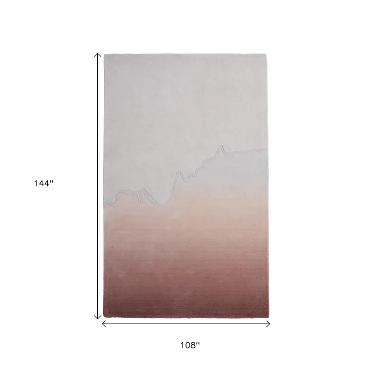 9' X 12' Pink And Ivory Ombre Hand Tufted Area Rug
