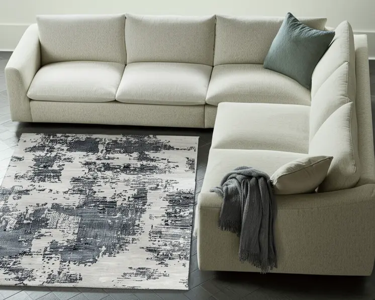 9' X 12' Blue And Ivory Abstract Hand Tufted Area Rug