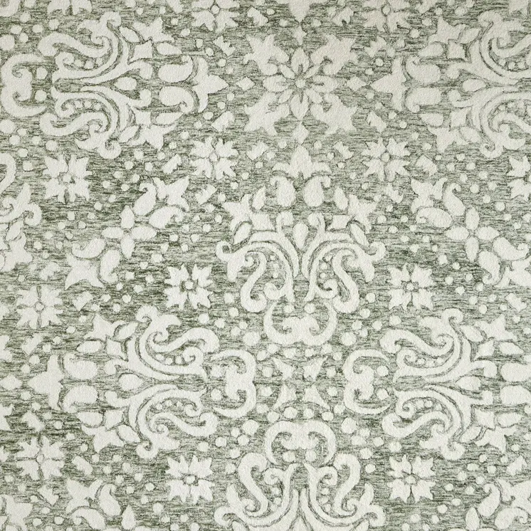 9' X 12' Ivory And Green Floral Hand Tufted Area Rug