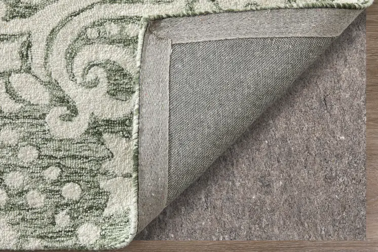 9' X 12' Ivory And Green Floral Hand Tufted Area Rug