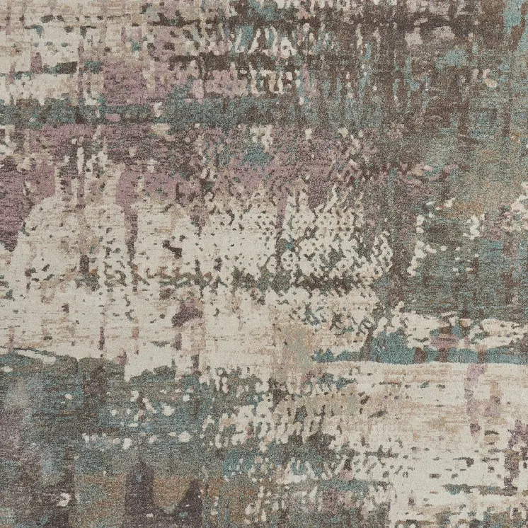 9' X 12' Blue Ivory And Purple Abstract Distressed Area Rug