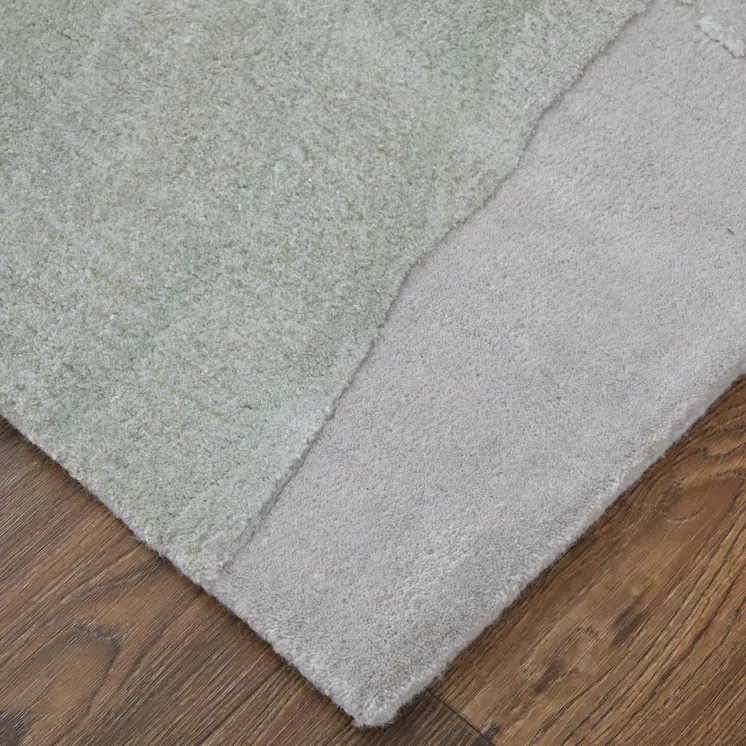 9' X 12' Green Blue And Ivory Abstract Hand Tufted Area Rug
