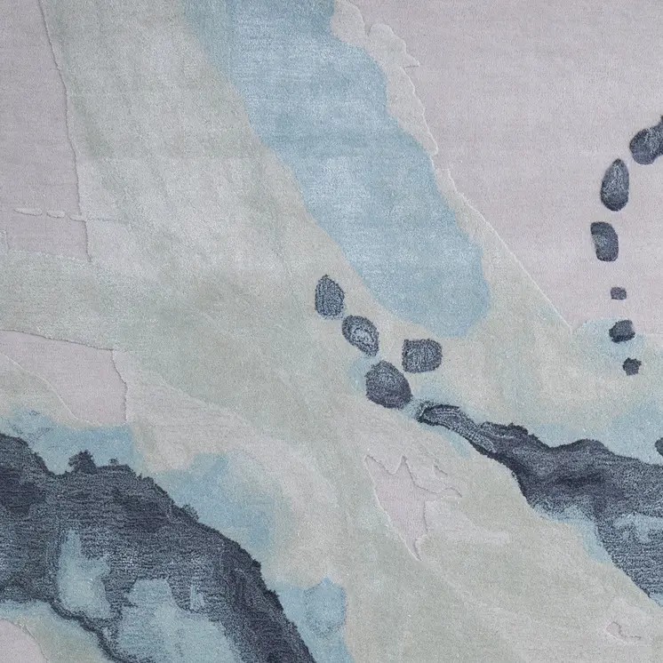 9' X 12' Green Blue And Ivory Abstract Hand Tufted Area Rug