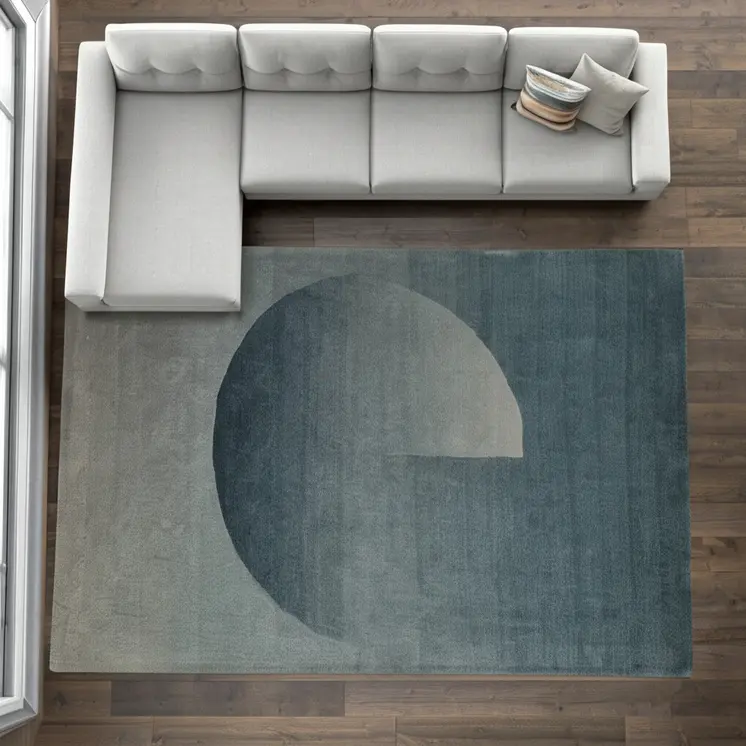 9' X 12' Blue And White Geometric Hand Tufted Area Rug