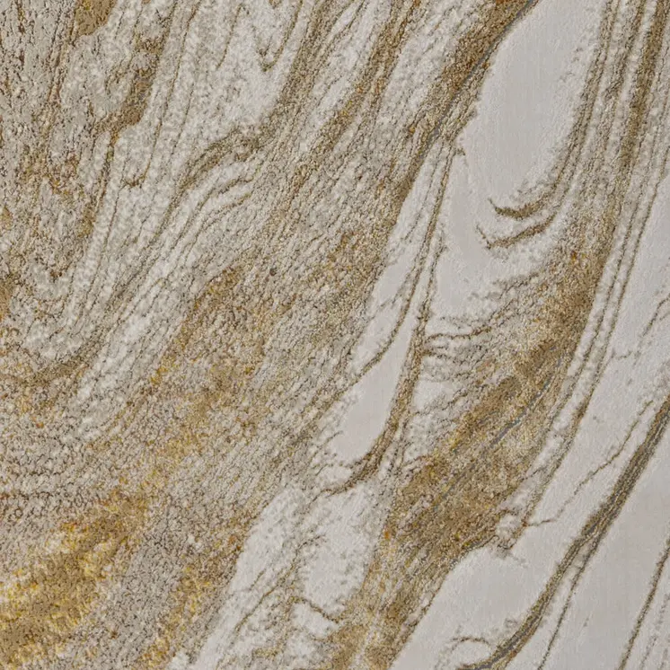 9' X 12' Ivory Taupe And Gold Abstract Area Rug