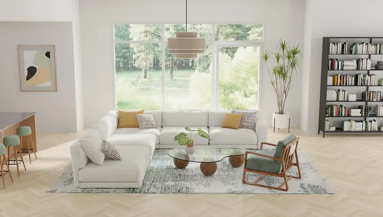 9' X 12' Green And White Abstract Hand Tufted Area Rug