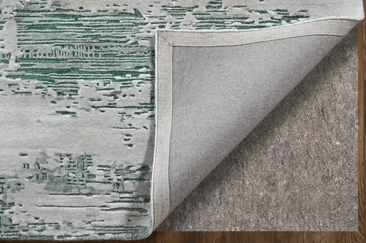 9' X 12' Green And White Abstract Hand Tufted Area Rug