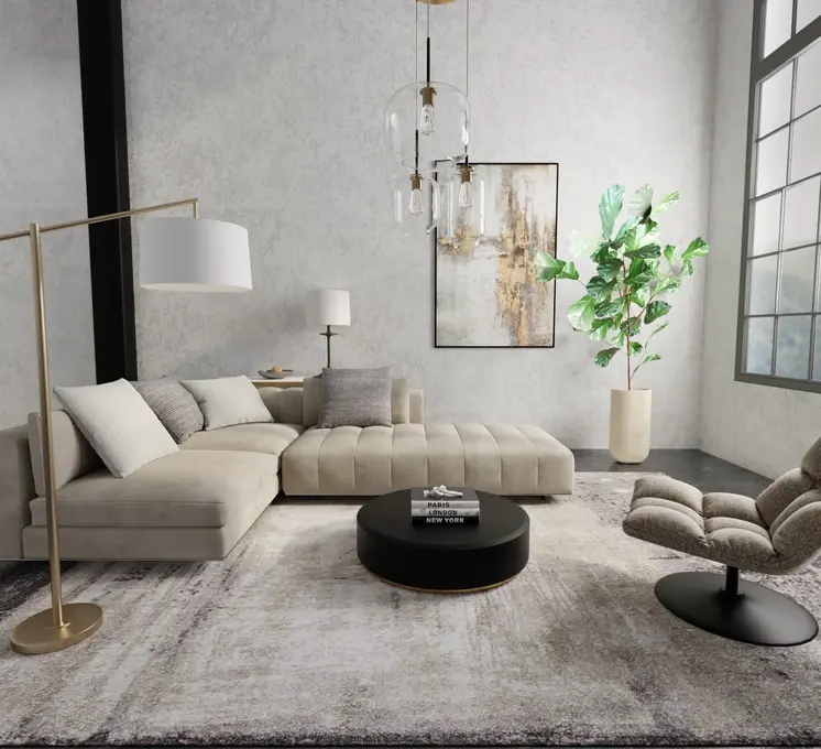 9' X 12' Gray Ivory And Taupe Abstract Distressed Area Rug