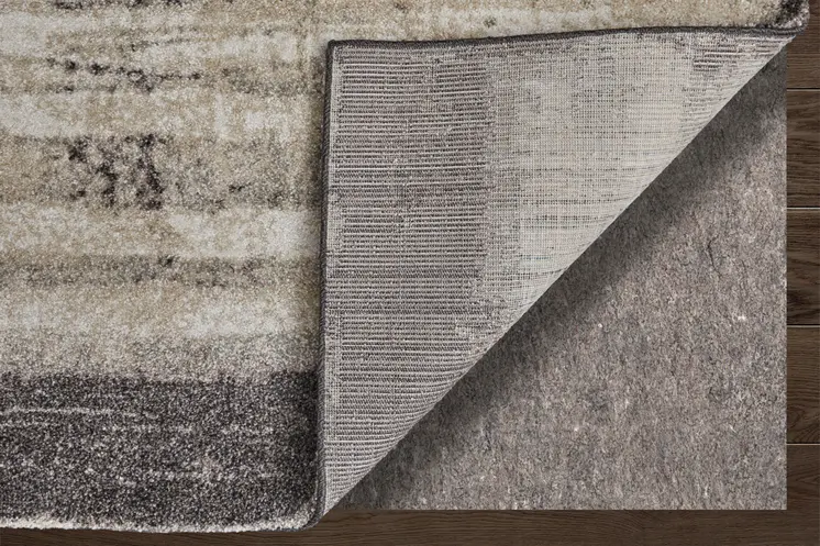 9' X 12' Gray Ivory And Taupe Abstract Distressed Area Rug