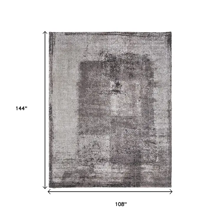 9' X 12' Gray Black And Taupe Abstract Distressed Area Rug