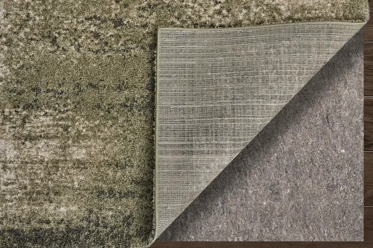 9' X 12' Green And Tan Abstract Distressed Area Rug