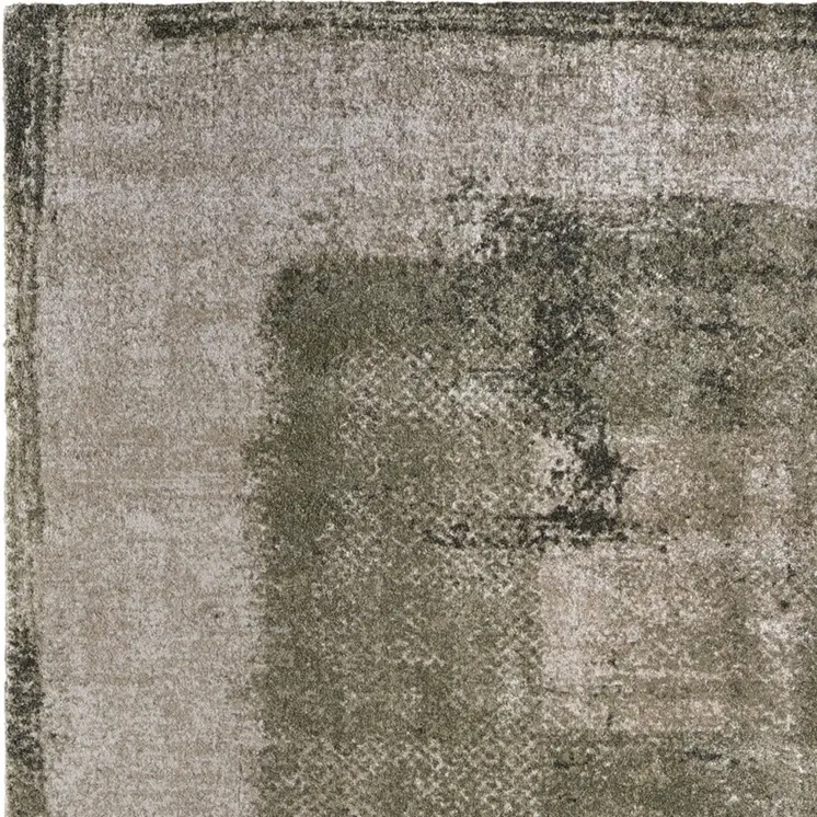 9' X 12' Green And Tan Abstract Distressed Area Rug