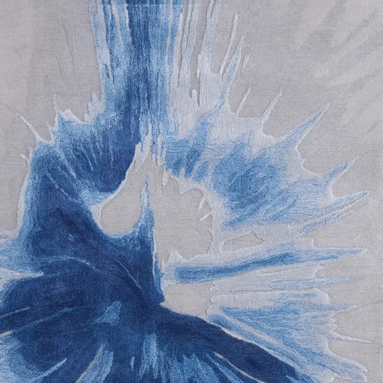 9' X 12' Blue And Gray Abstract Hand Tufted Area Rug