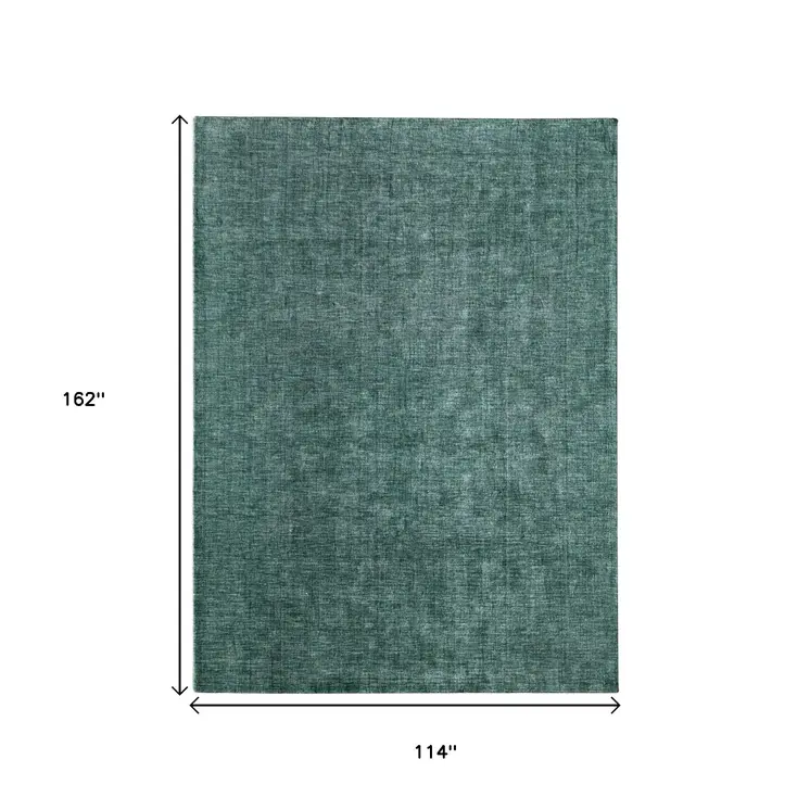 9' X 13' Green And White Hand Woven Area Rug