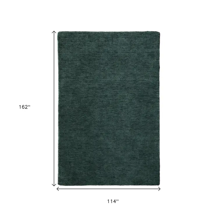 9' X 13' Green Hand Woven Area Rug
