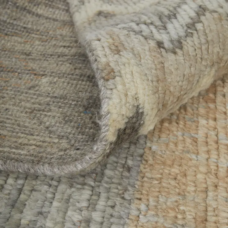 2' X 3' Ivory Gray And Orange Moroccan Hand Knotted Area Rug