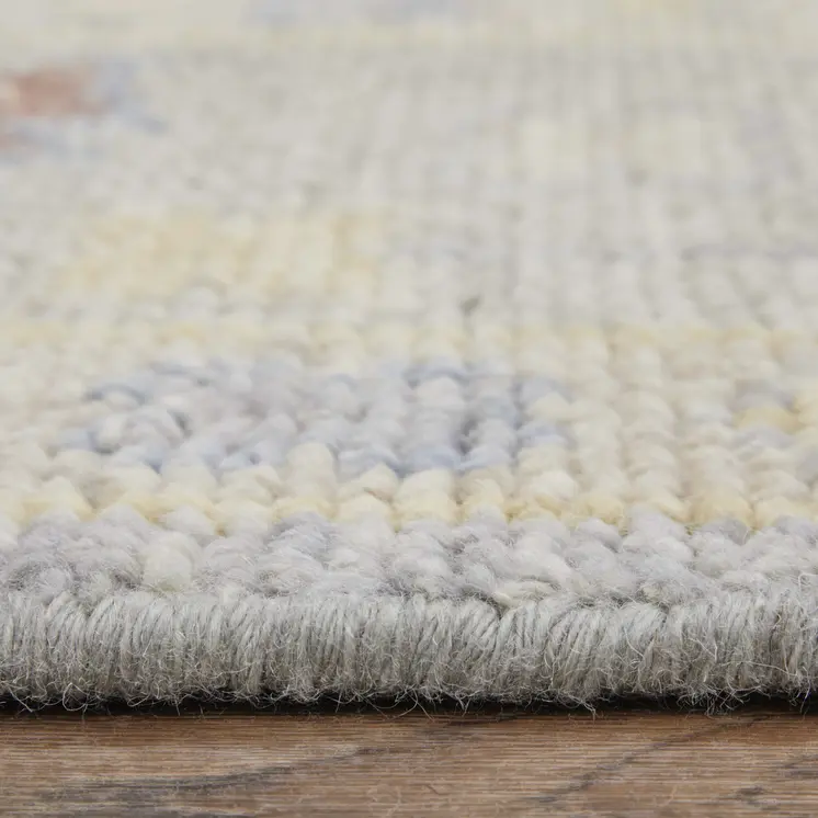 12' Blue Taupe And Gray Floral Hand Knotted Runner Rug With Fringe