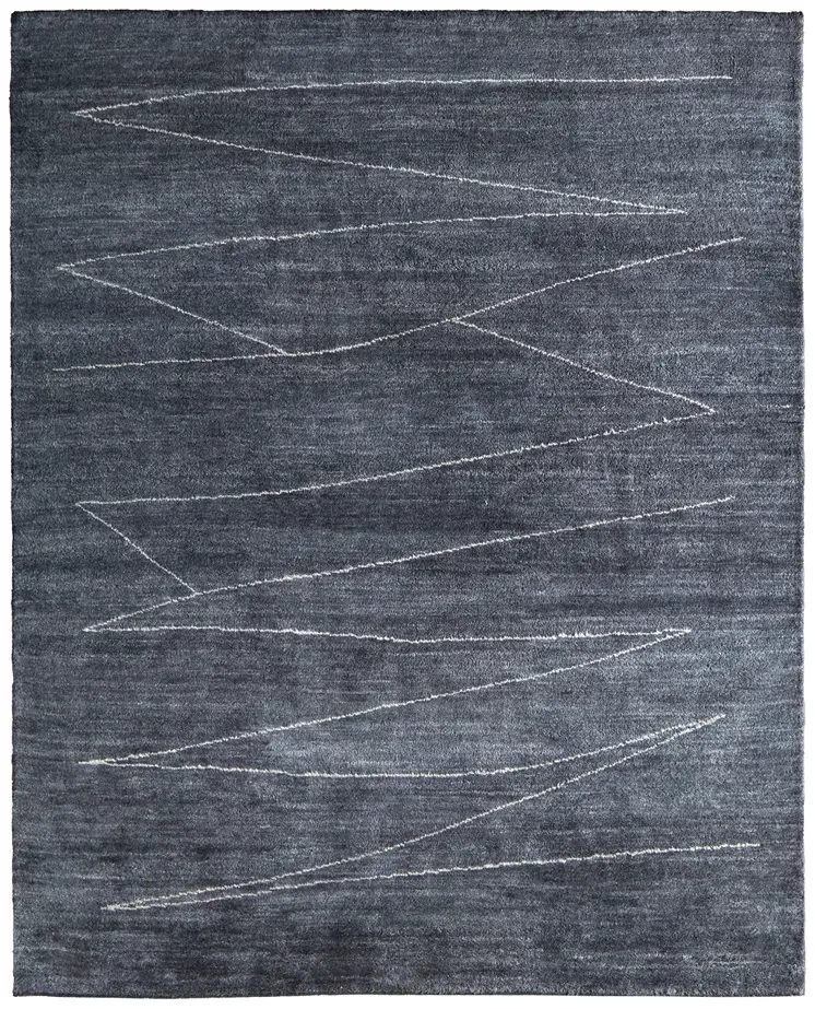 8' X 10' Gray And Ivory Abstract Hand Knotted Distressed Area Rug