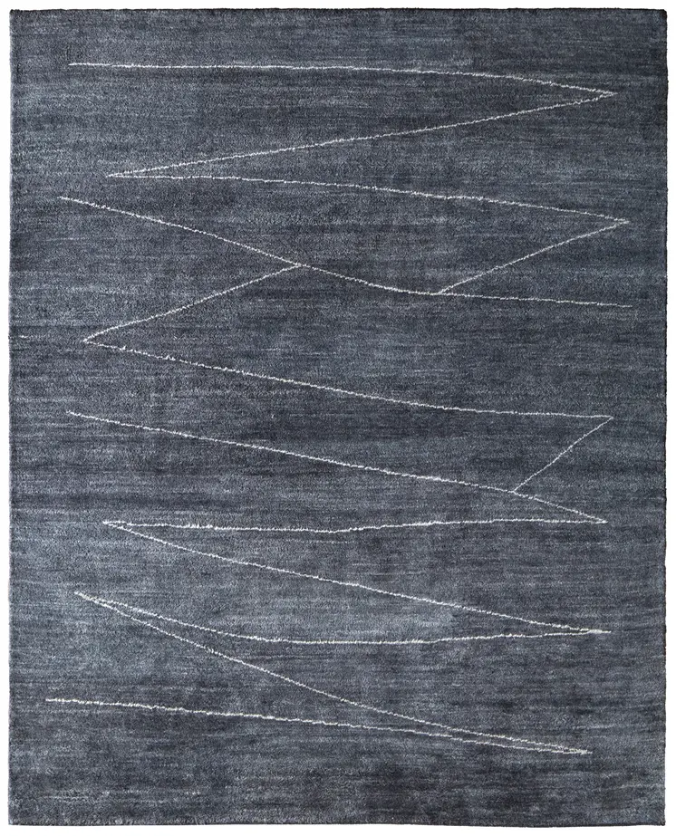 8' X 10' Gray And Ivory Abstract Hand Knotted Distressed Area Rug