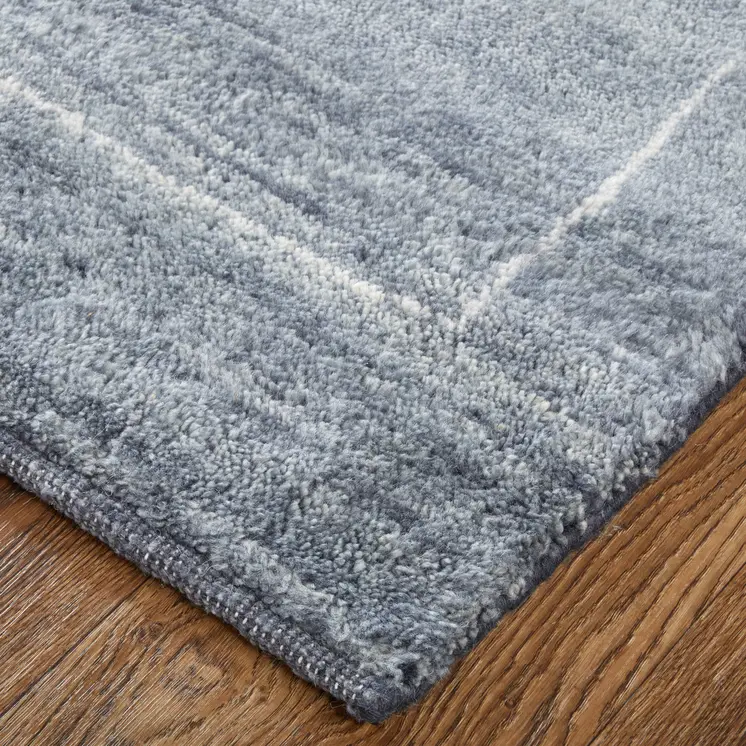 8' X 10' Gray And Ivory Abstract Hand Knotted Distressed Area Rug