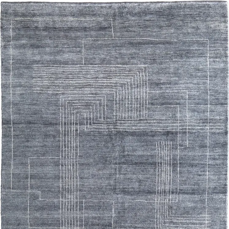 8' X 10' Gray And Ivory Abstract Hand Knotted Distressed Area Rug