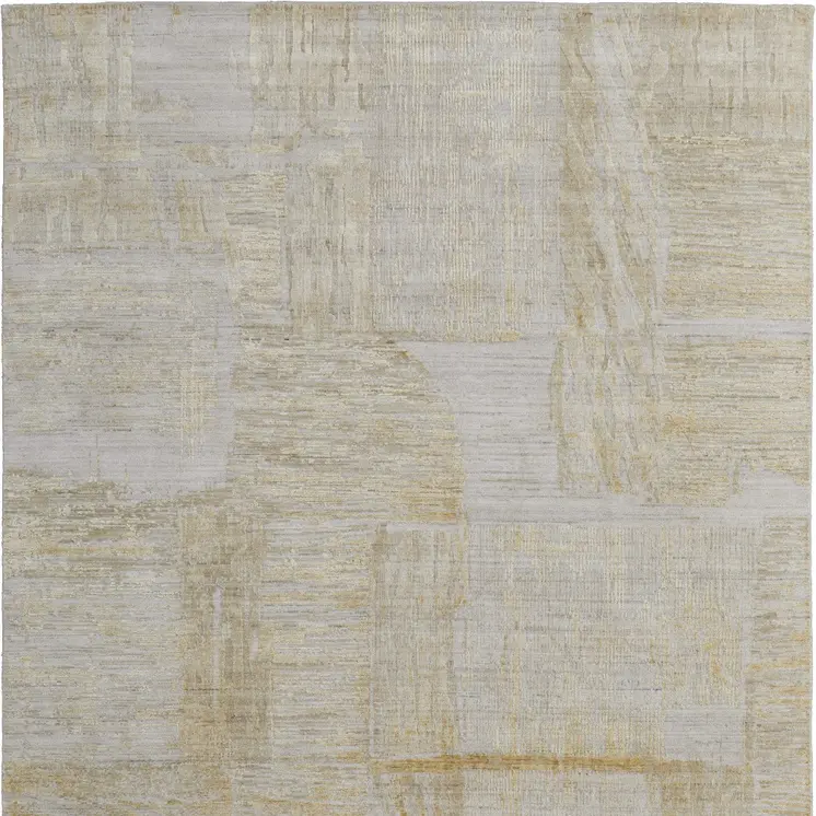 8' X 10' Yellow Ivory And Gold Abstract Hand Woven Area Rug