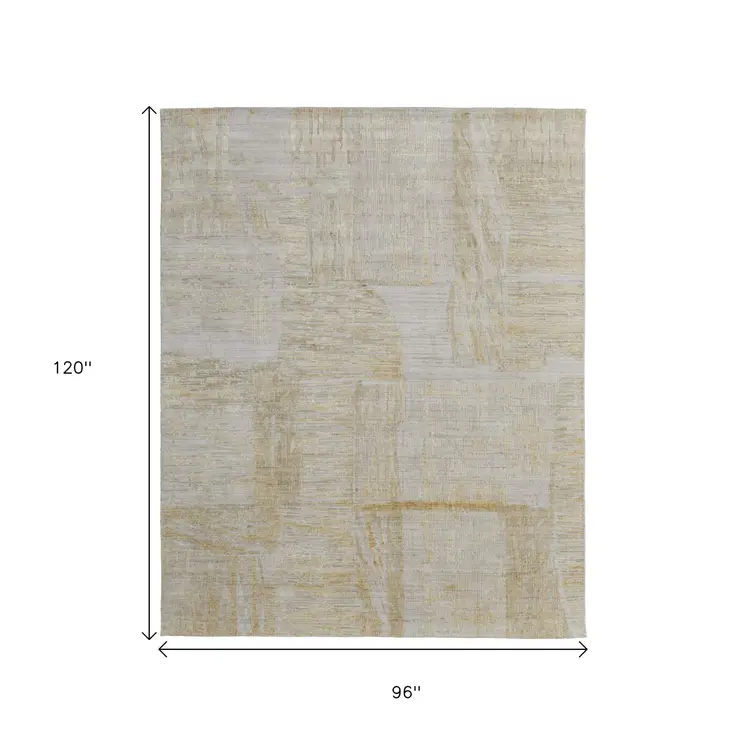 8' X 10' Yellow Ivory And Gold Abstract Hand Woven Area Rug