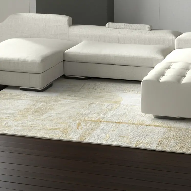 8' X 10' Yellow Ivory And Gold Abstract Hand Woven Area Rug