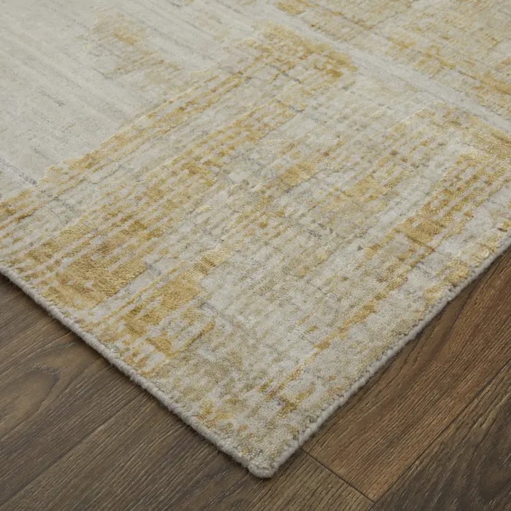 8' X 10' Yellow Ivory And Gold Abstract Hand Woven Area Rug