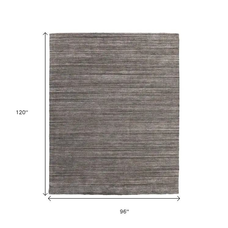 8' X 10' Black Gray And Brown Hand Woven Distressed Area Rug