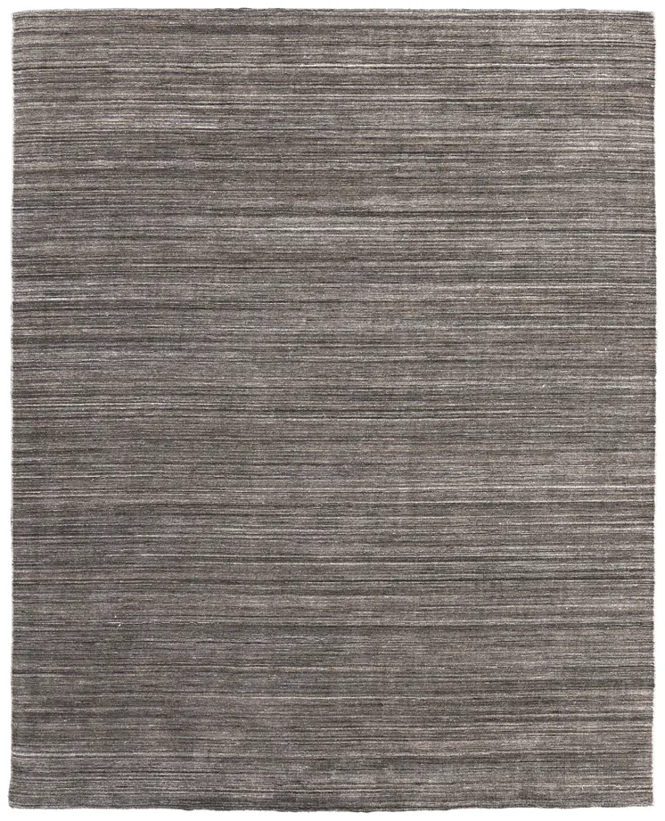 8' X 10' Black Gray And Brown Hand Woven Distressed Area Rug
