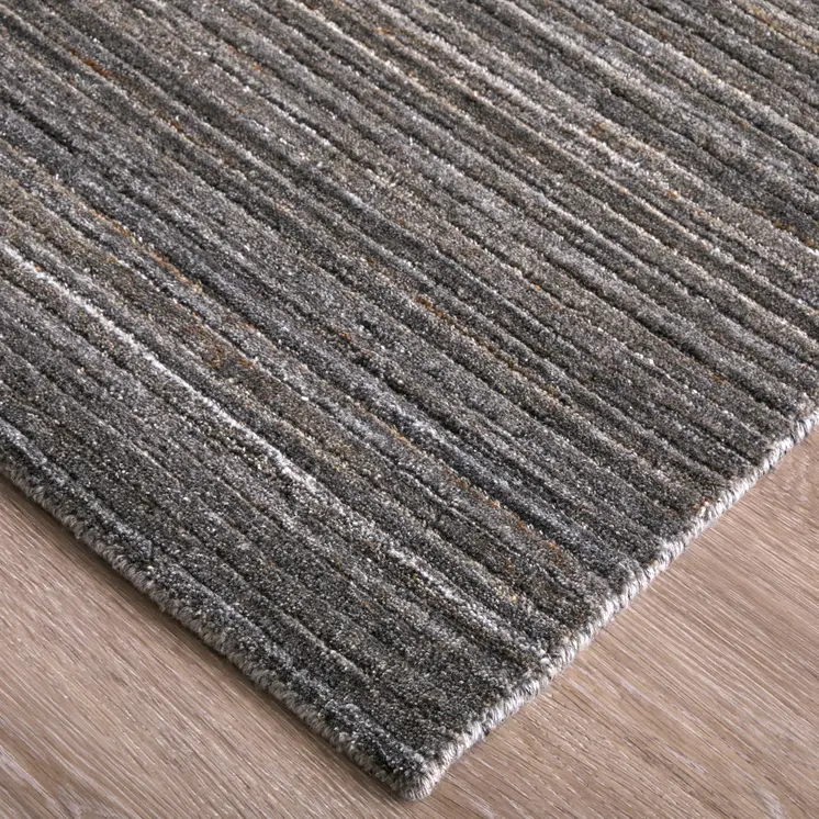 8' X 10' Black Gray And Brown Hand Woven Distressed Area Rug