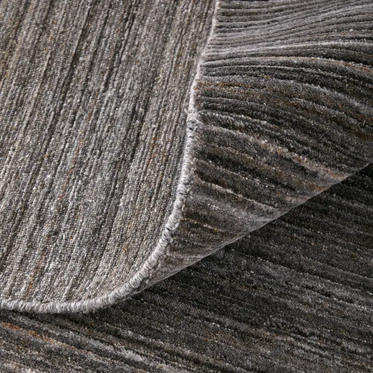8' X 10' Black Gray And Brown Hand Woven Distressed Area Rug