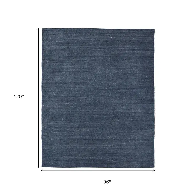 8' X 10' Blue And Gray Hand Woven Distressed Area Rug
