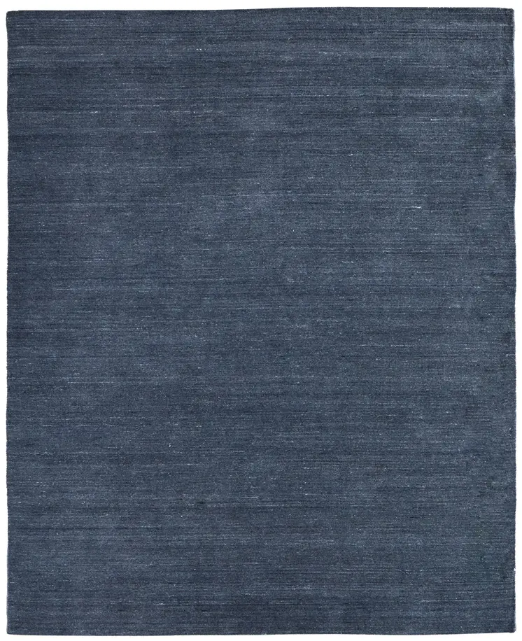 8' X 10' Blue And Gray Hand Woven Distressed Area Rug
