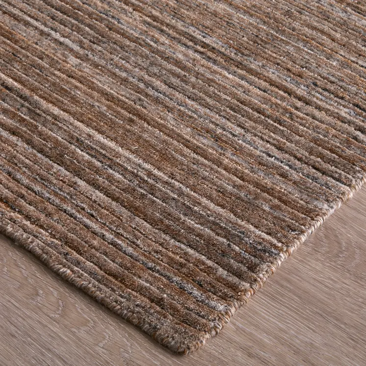 8' X 10' Brown Black And Gray Hand Woven Distressed Area Rug