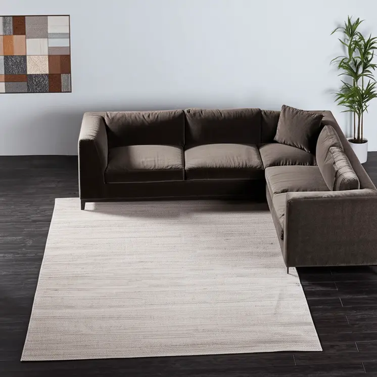 8' X 10' Ivory And Tan Hand Woven Distressed Area Rug