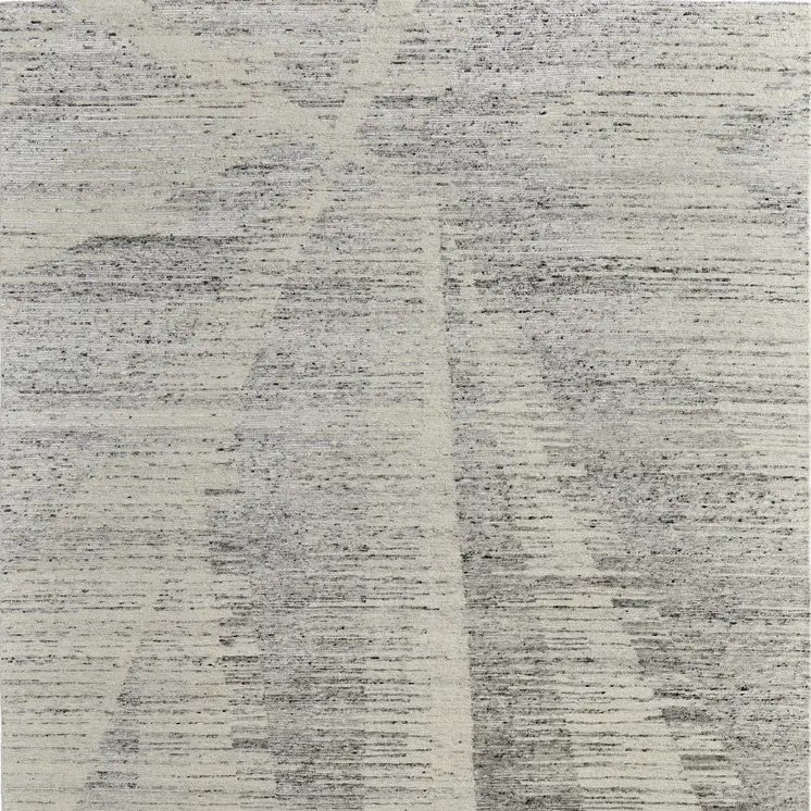 8' X 12' Ivory And Gray Abstract Hand Knotted Distressed Area Rug