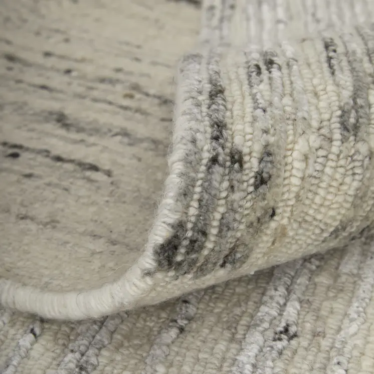 8' X 12' Ivory And Gray Abstract Hand Knotted Distressed Area Rug