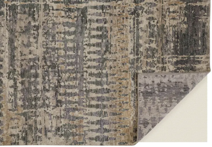 8' X 12' Tan And Taupe Abstract Hand Knotted Area Rug