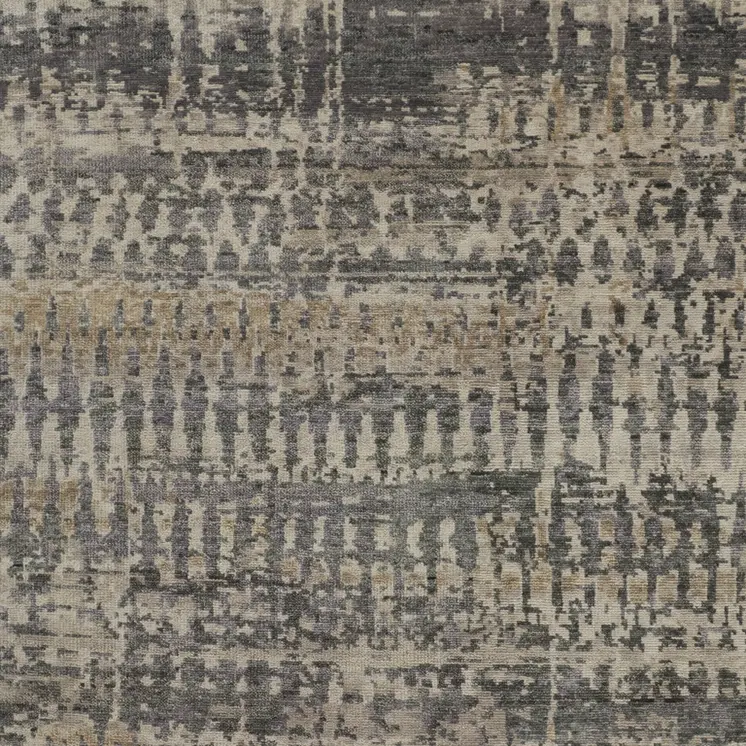 8' X 12' Tan And Taupe Abstract Hand Knotted Area Rug
