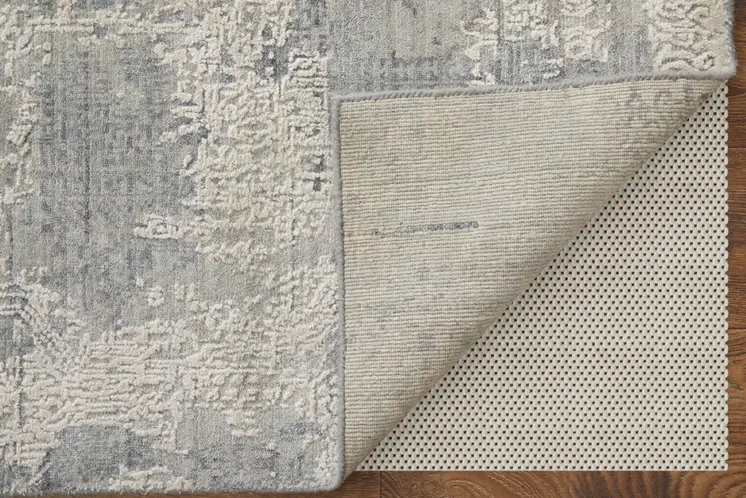 9' X 12' Silver And Gray Abstract Hand Woven Distressed Area Rug