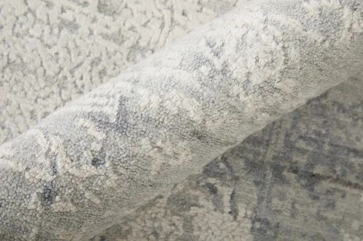9' X 12' Silver And Gray Abstract Hand Woven Distressed Area Rug