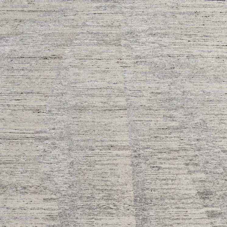 9' X 13' Ivory Taupe And Silver Abstract Hand Knotted Distressed Area Rug
