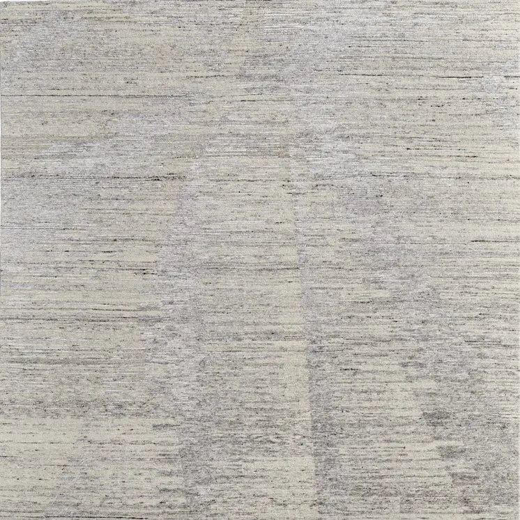 9' X 13' Ivory Taupe And Silver Abstract Hand Knotted Distressed Area Rug