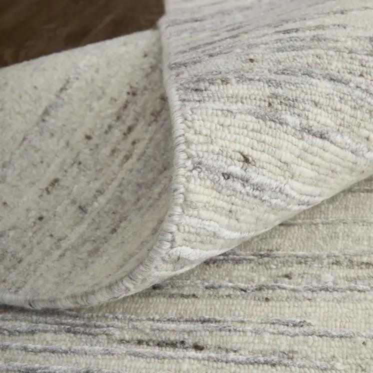 9' X 13' Ivory Taupe And Silver Abstract Hand Knotted Distressed Area Rug