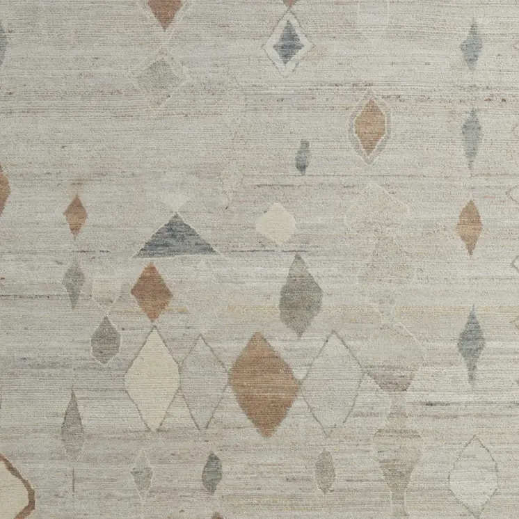 9' X 13' Tan Orange And Gray Moroccan Hand Knotted Area Rug