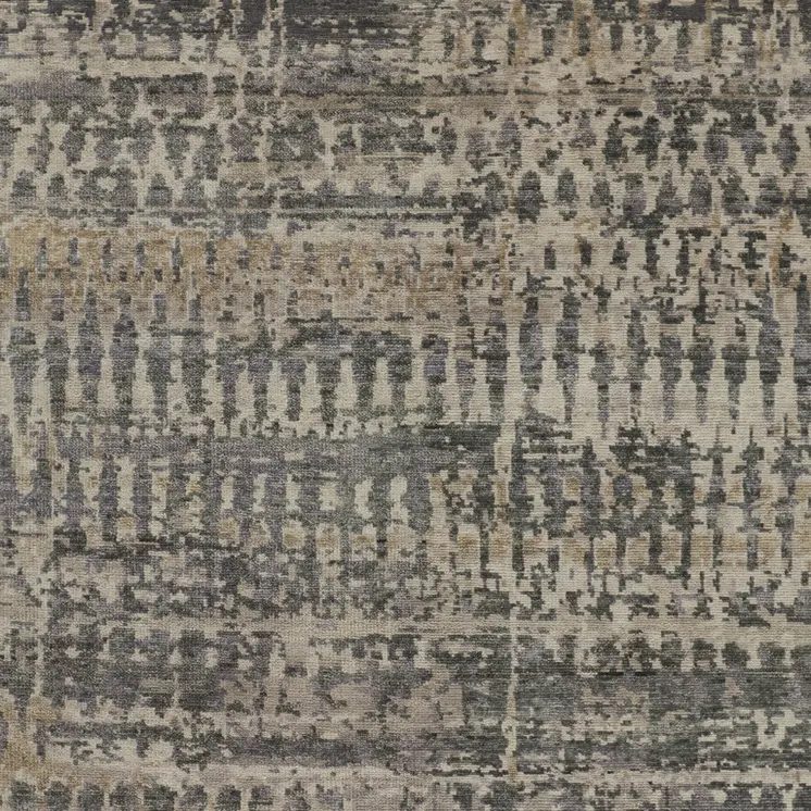 12' X 15' Tan And Taupe Abstract Hand Knotted Area Rug