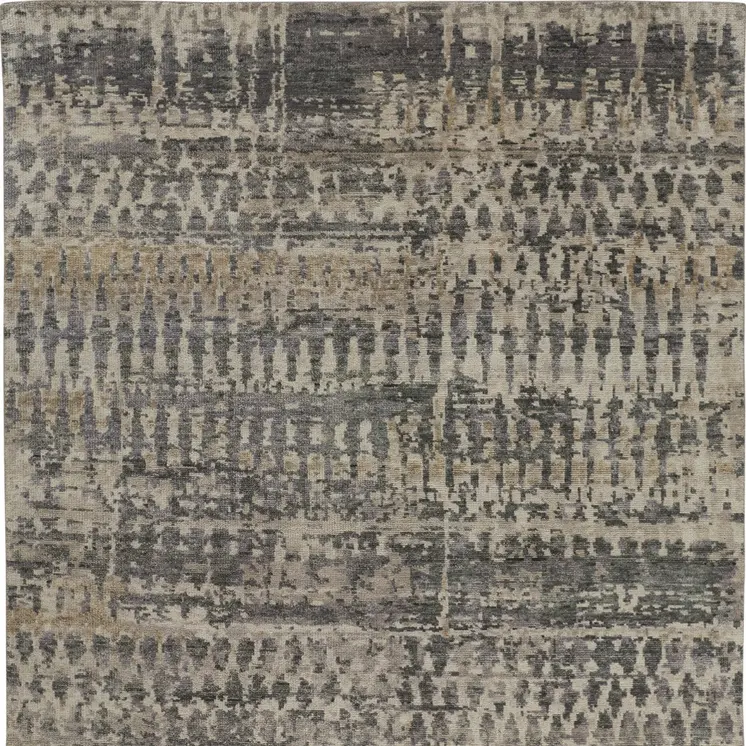 12' X 15' Tan And Taupe Abstract Hand Knotted Area Rug