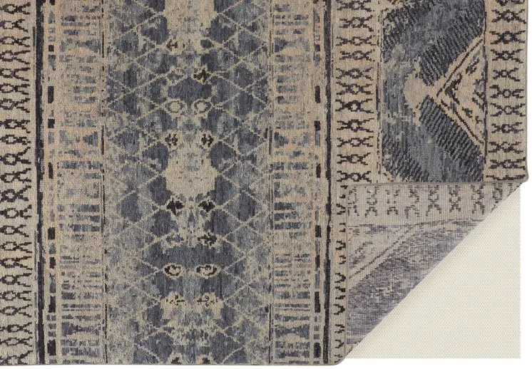 12' X 15' Blue Gray And Ivory Floral Hand Knotted Area Rug